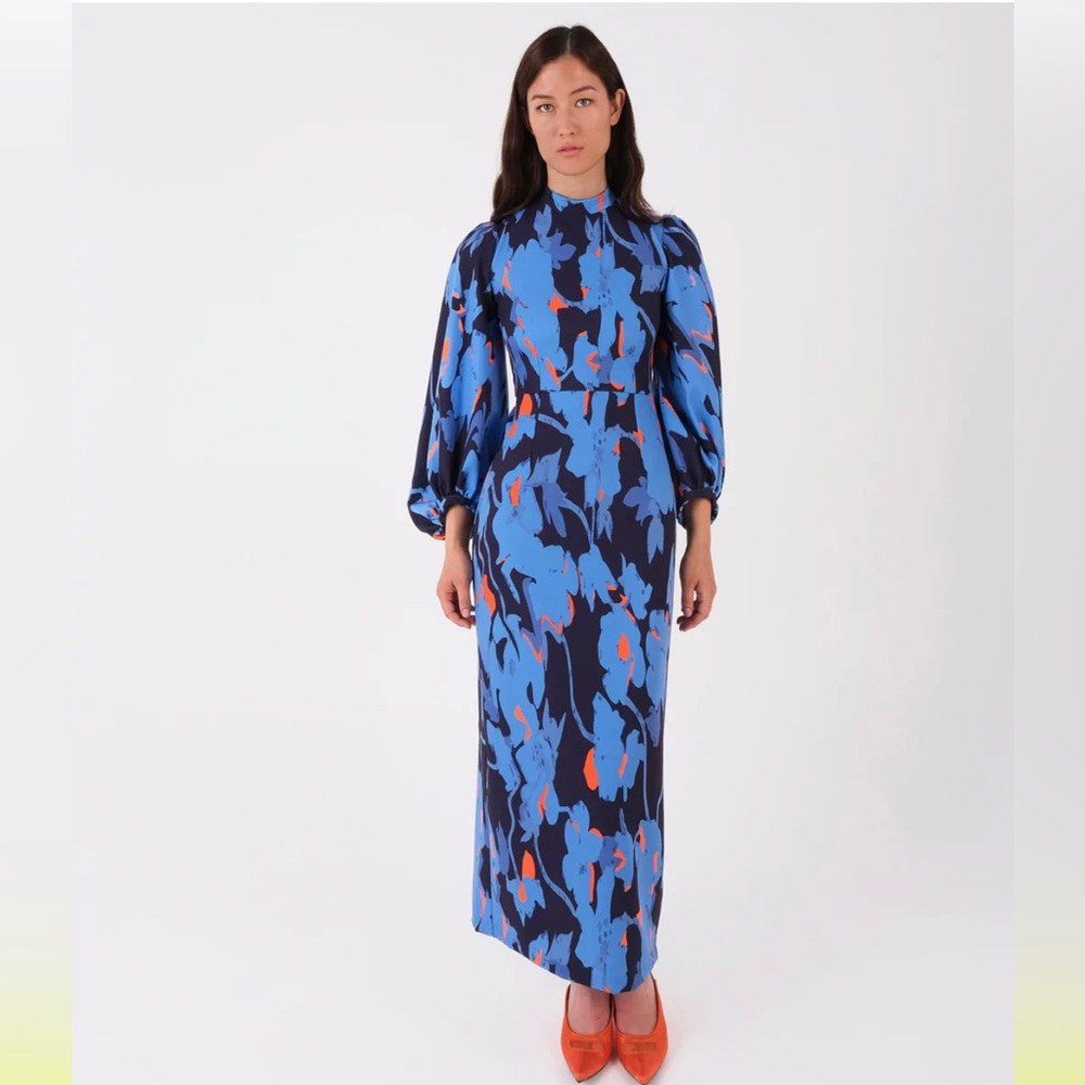 Blue Printed Maxi Dress